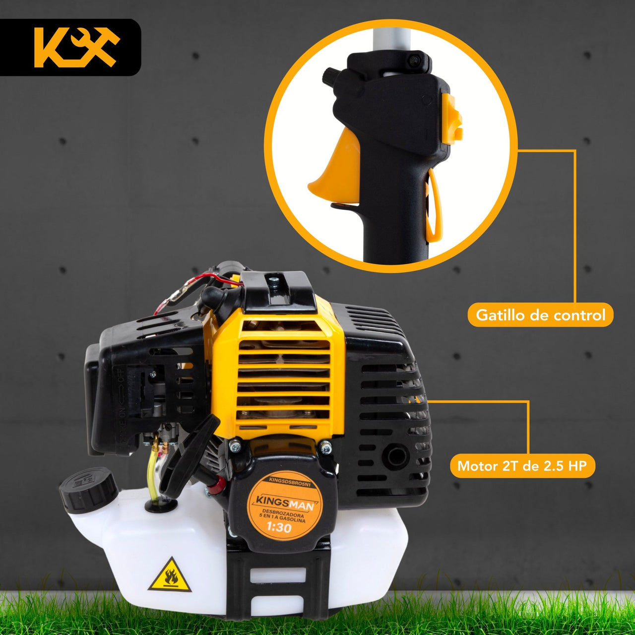 Desbrozadora Multifuncional Gasolina 52cc 4 en 1 Kingsman