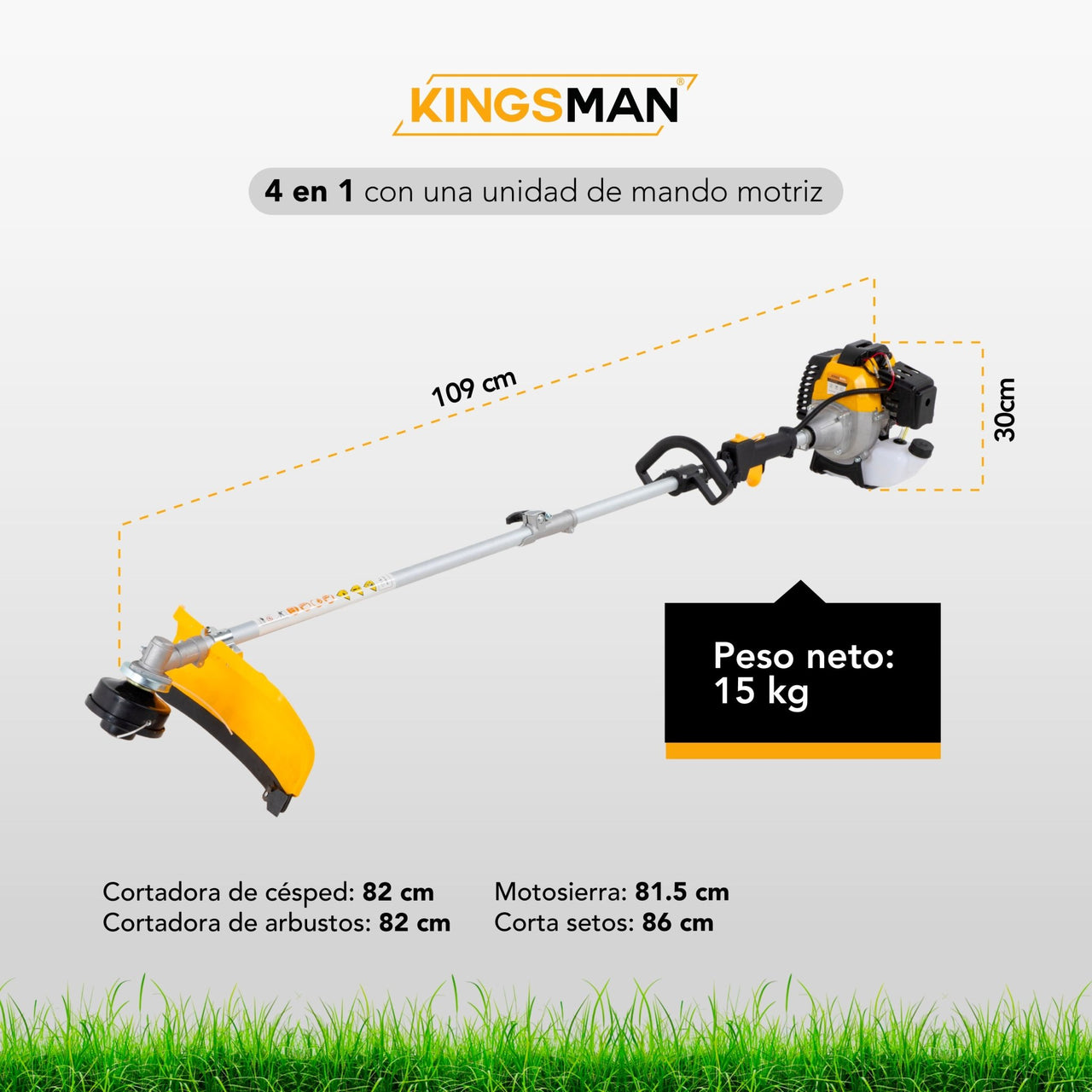 Desbrozadora Multifuncional Gasolina 52cc 4 en 1 Kingsman