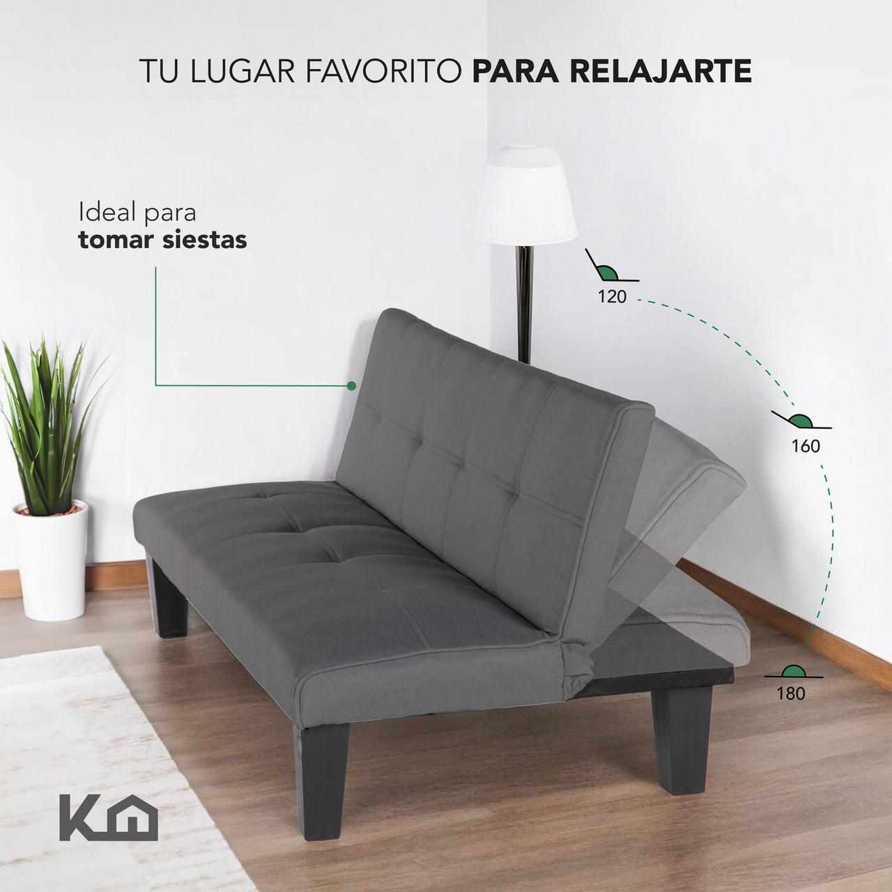 Sofá Cama Mia Individual Plegable y Reclinable Tapizado Lino