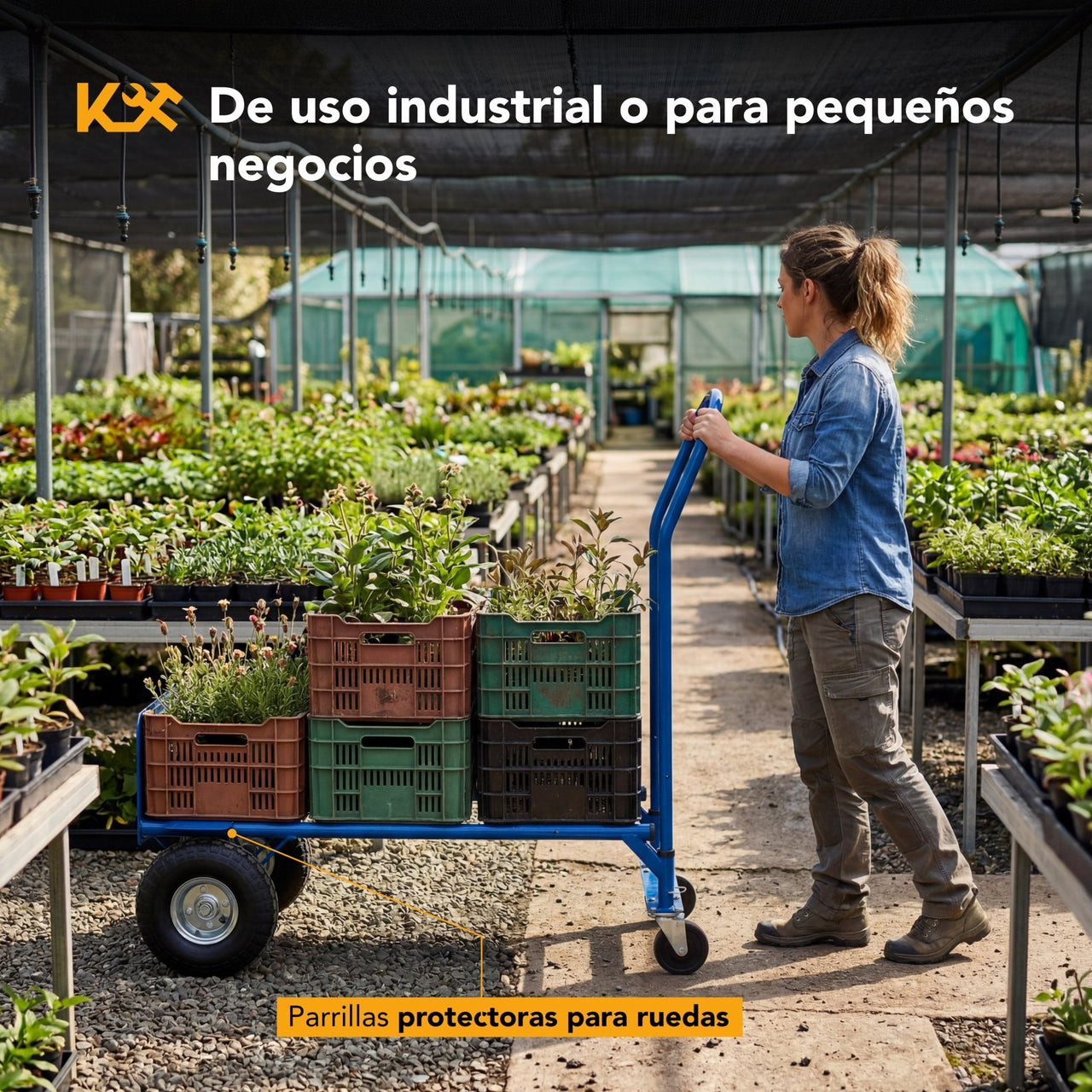 Diablito Carga Plataforma Rueda Neumatica 200/400 kg Acero
