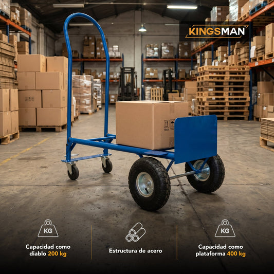 Diablito Carga Plataforma Rueda Neumatica 200/400 kg AceroKINGDIPLA400