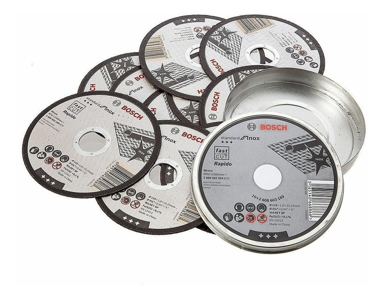 Discos De Corte 4 1/2 In Para Acero Inoxidable 10 Pzs Bosch