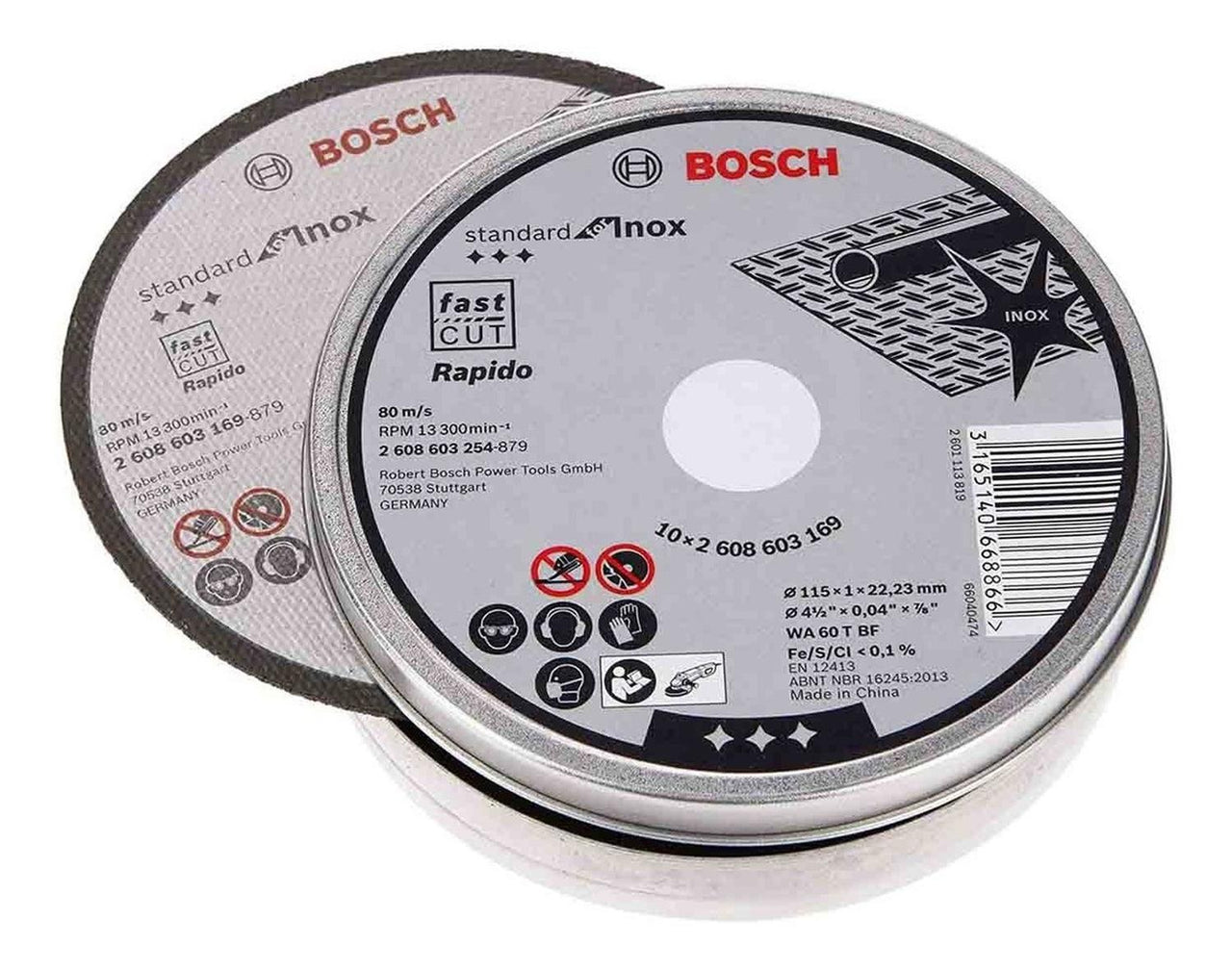 Discos De Corte 4 1/2 In Para Acero Inoxidable 10 Pzs Bosch