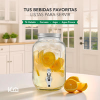 Thumbnail for Dispensador Bebidas 4 Litros Mason Jar Vitrolero Con Tapa