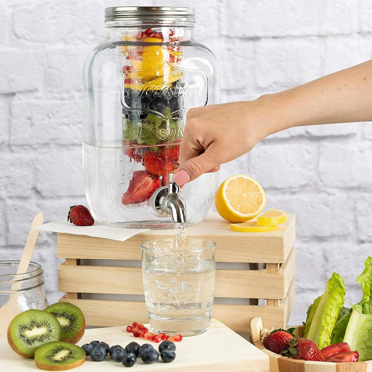 Dispensador Bebidas 4 Litros Mason Jar Vitrolero Con Tapa