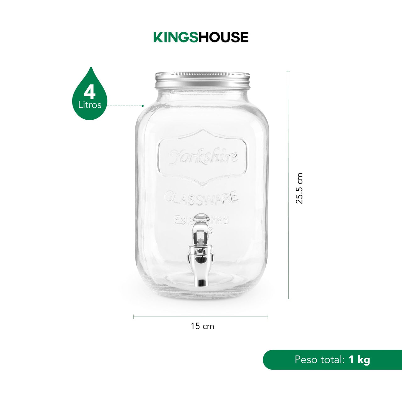 Dispensador Bebidas 4 Litros Mason Jar Vitrolero Con Tapa