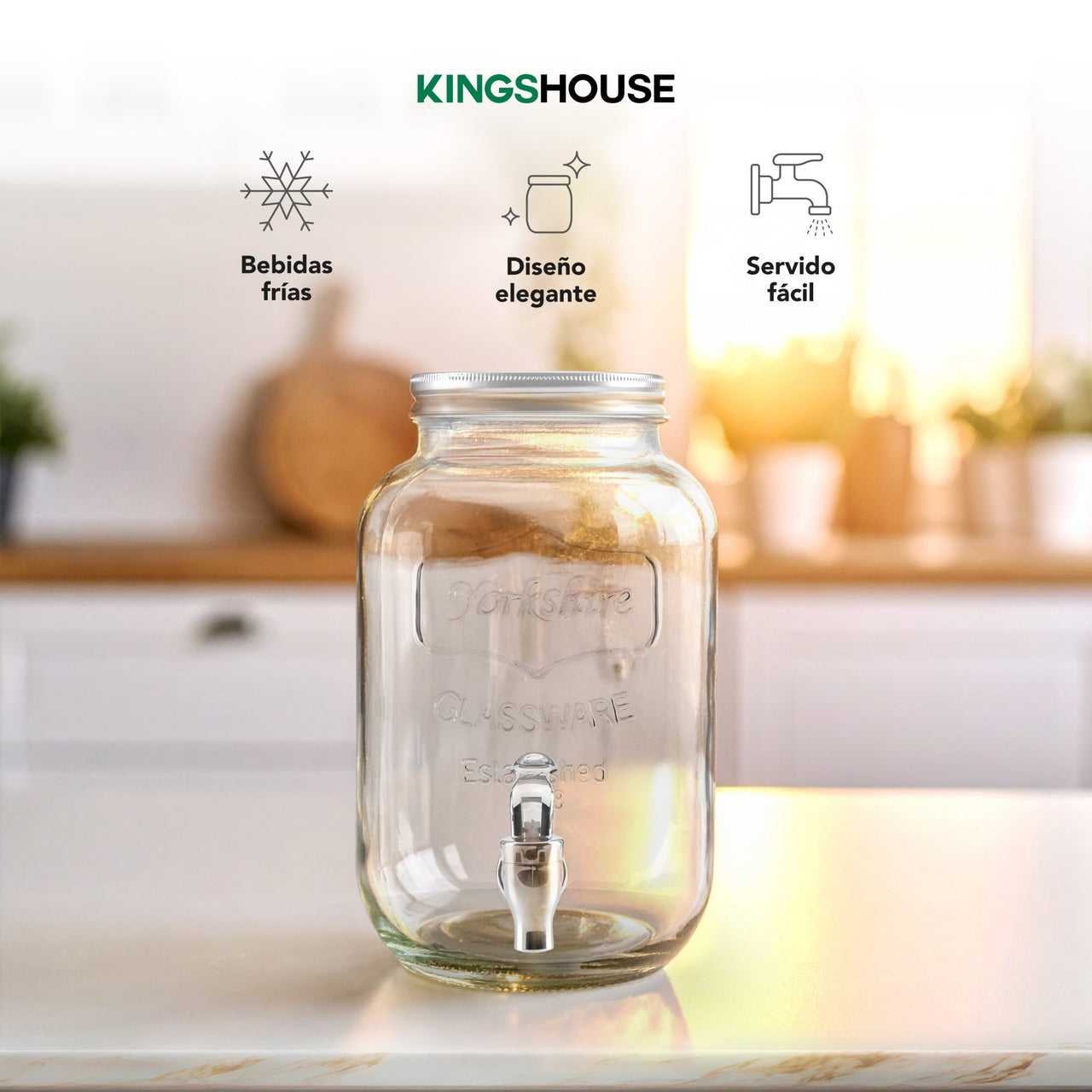 Dispensador Bebidas 4 Litros Mason Jar Vitrolero Con Tapa