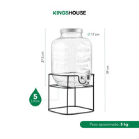 Thumbnail for Vitrolero Dispensador de Agua 5L Tapa Hermética Base Metal