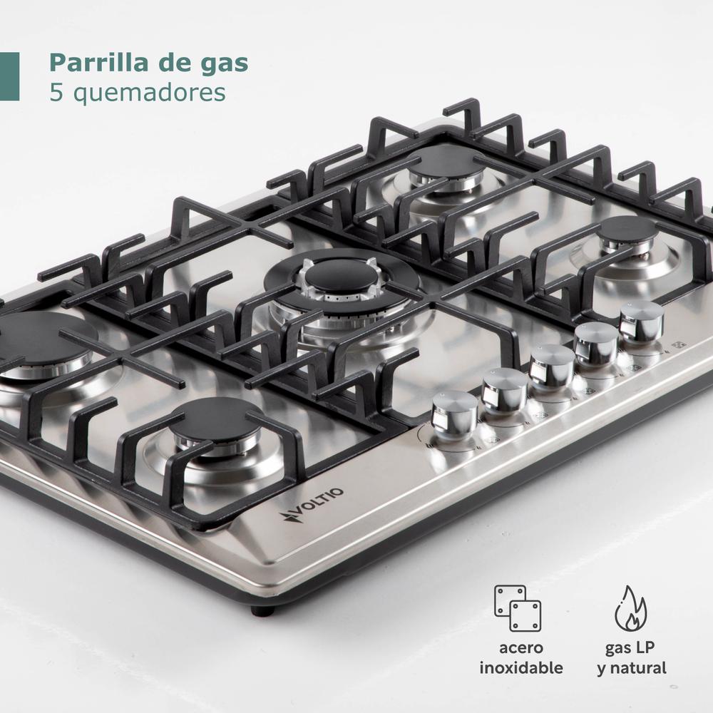 Parrilla Estufa A Gas Premium Empotrable 5 Quemadores Acero