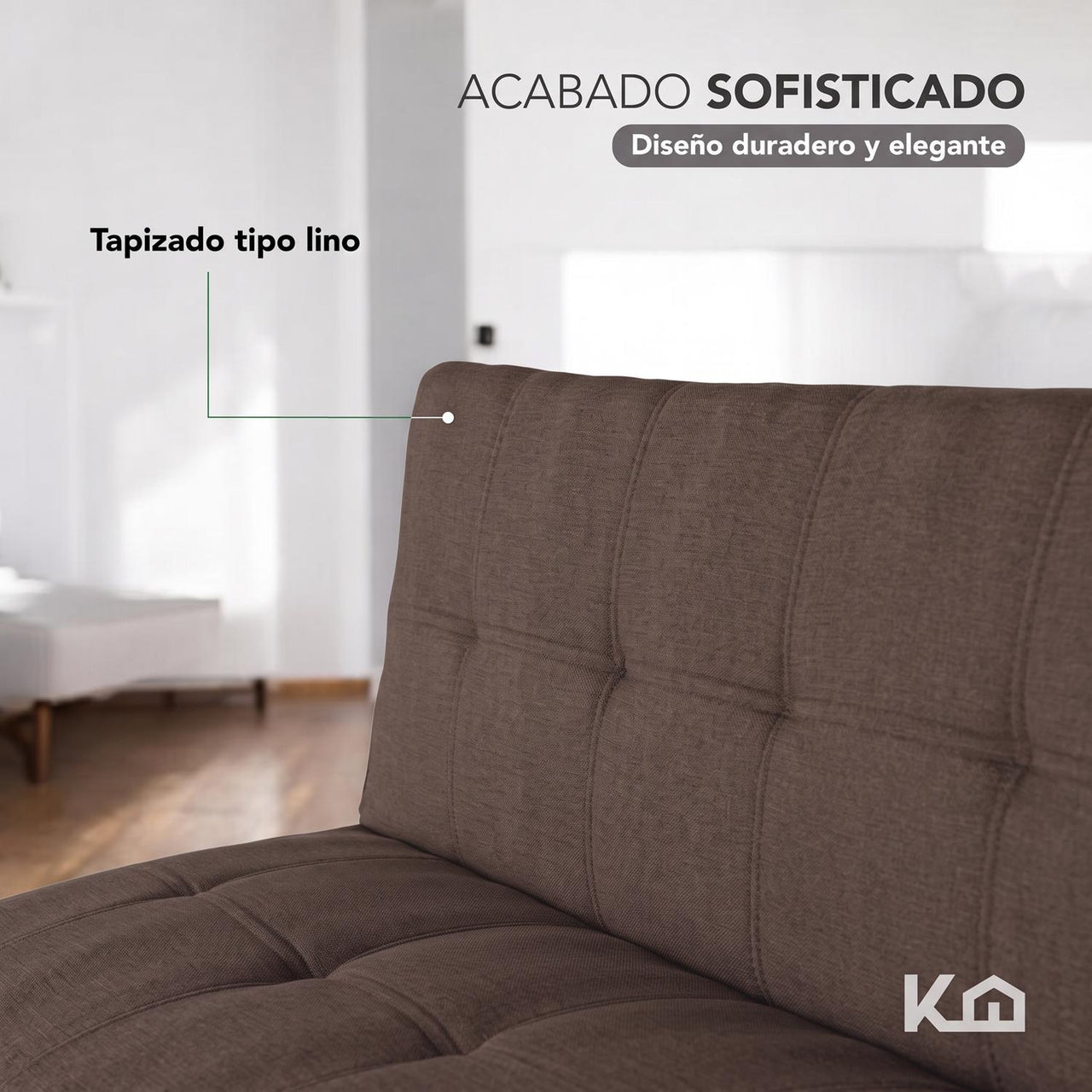Sofá Cama Mia Individual Plegable y Reclinable Tapizado Lino