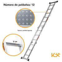 Thumbnail for Escalera Multiposiciones De Aluminio 3.5 Metros 12 Peldaños