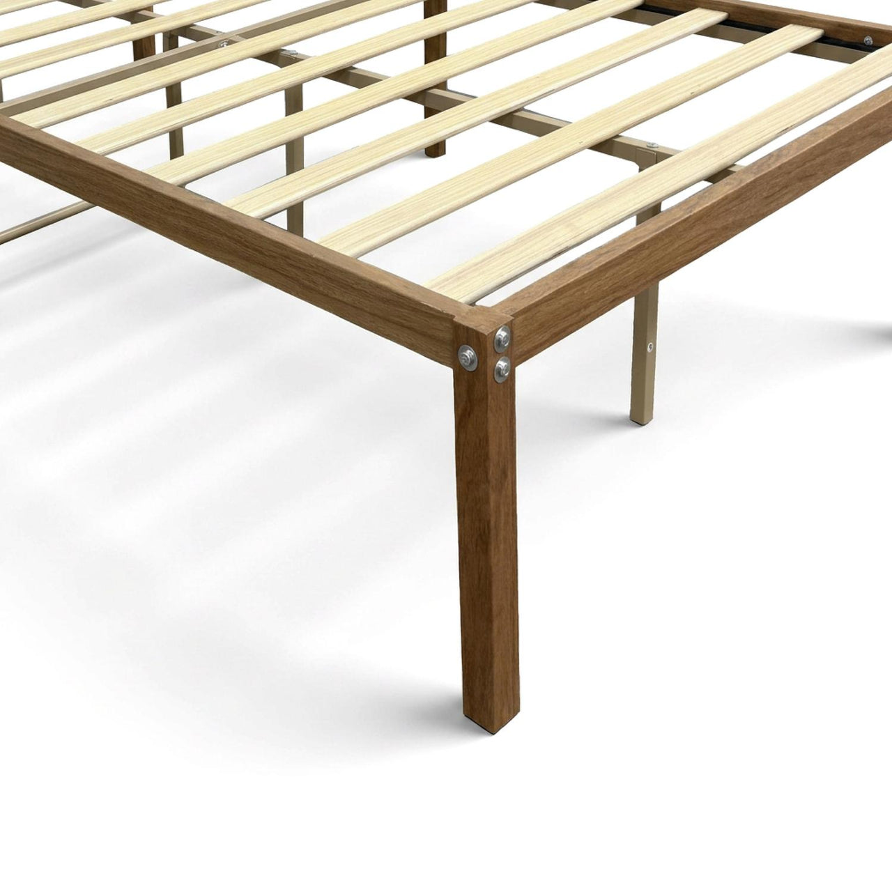 Base Cama Matrimonial Metal y Madera Minimalista Resistente