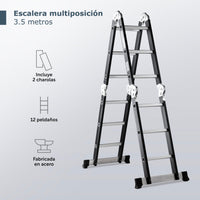 Thumbnail for Escalera Multiposición 12 Peldaños de Acero 3.5 Metros
