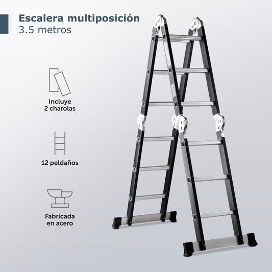 Escalera Multiposición 12 Peldaños de Acero 3.5 MetrosVOEM37