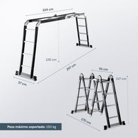 Thumbnail for Escalera Multiposición 16 Peldaños de Acero 4.5 Metros