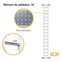 Thumbnail for Escalera Multiposiciones De Aluminio 4.5 Metros 16 Peldaños