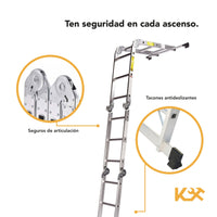 Thumbnail for Escalera Multiposiciones De Aluminio 4.5 Metros 16 Peldaños