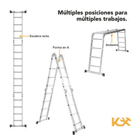 Thumbnail for Escalera Multiposiciones De Aluminio 4.5 Metros 16 Peldaños