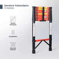 Thumbnail for Escalera Telescópica Acero de Carbono 4 M 10 Peldaños
