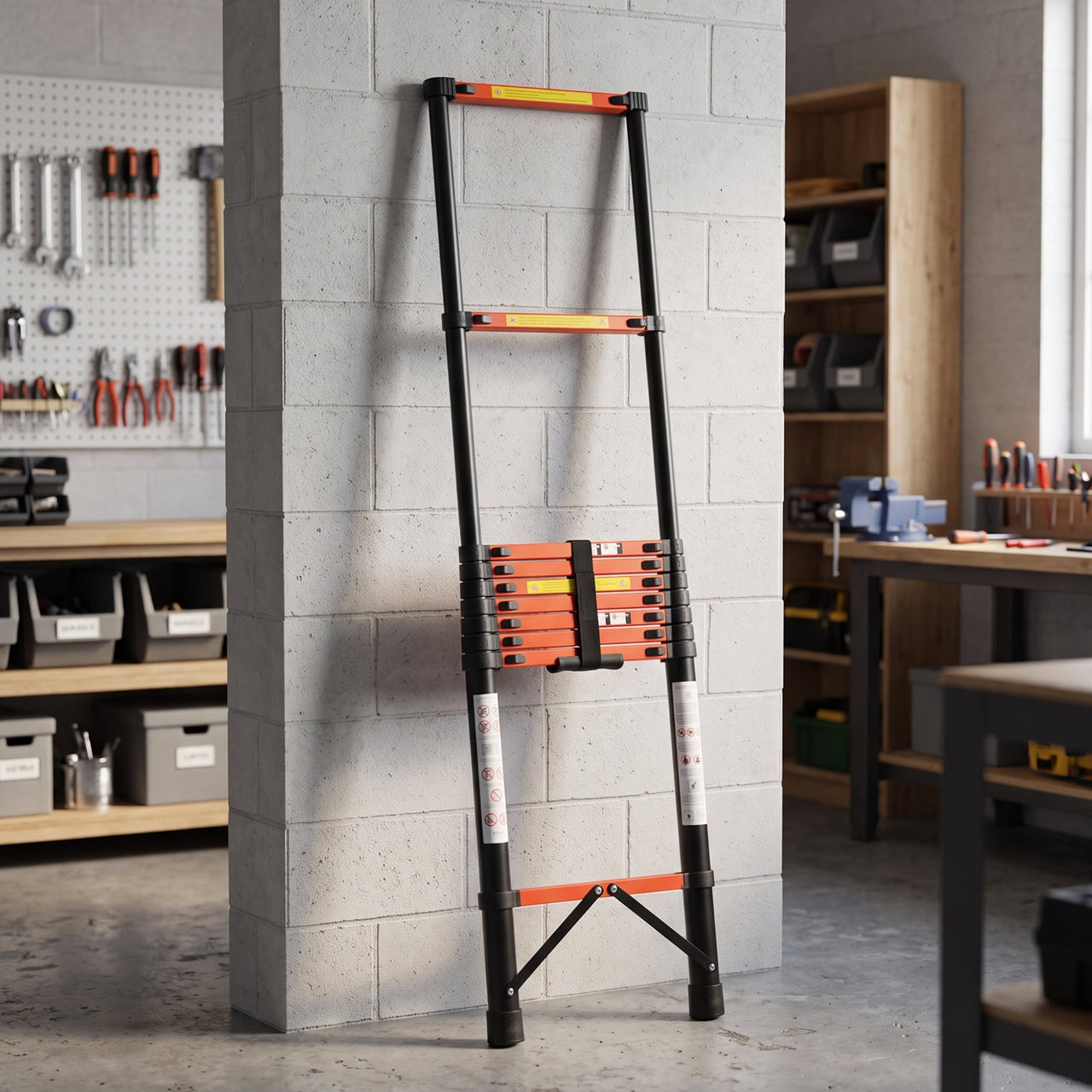 Escalera Telescópica Acero de Carbono 4 M 10 Peldaños