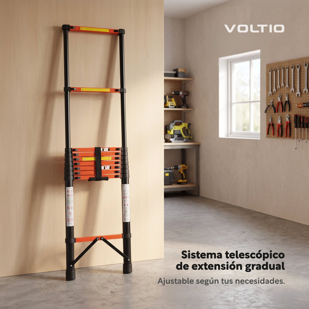 Escalera Telescópica Acero de Carbono 4 M 10 Peldaños