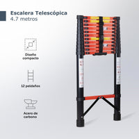 Thumbnail for Escalera Telescópica Acero de Carbono 4.7 M 12 Peldaños
