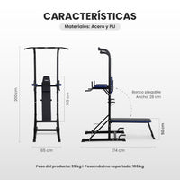 Thumbnail for Estación Dominadas Banco Ejercicio Musculación Fitness Gym