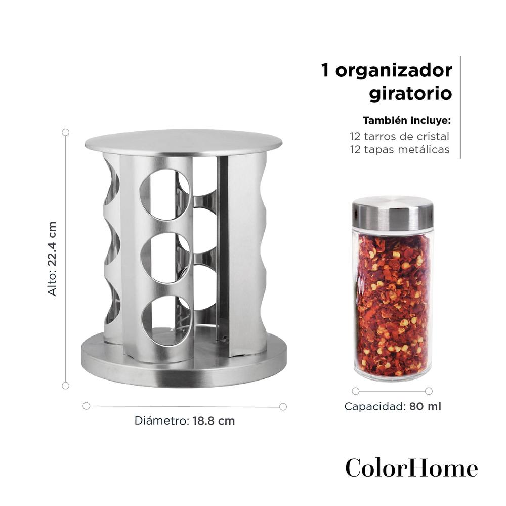 Especiero Moderno Giratorio Organizador de Cocina 12 Frascos