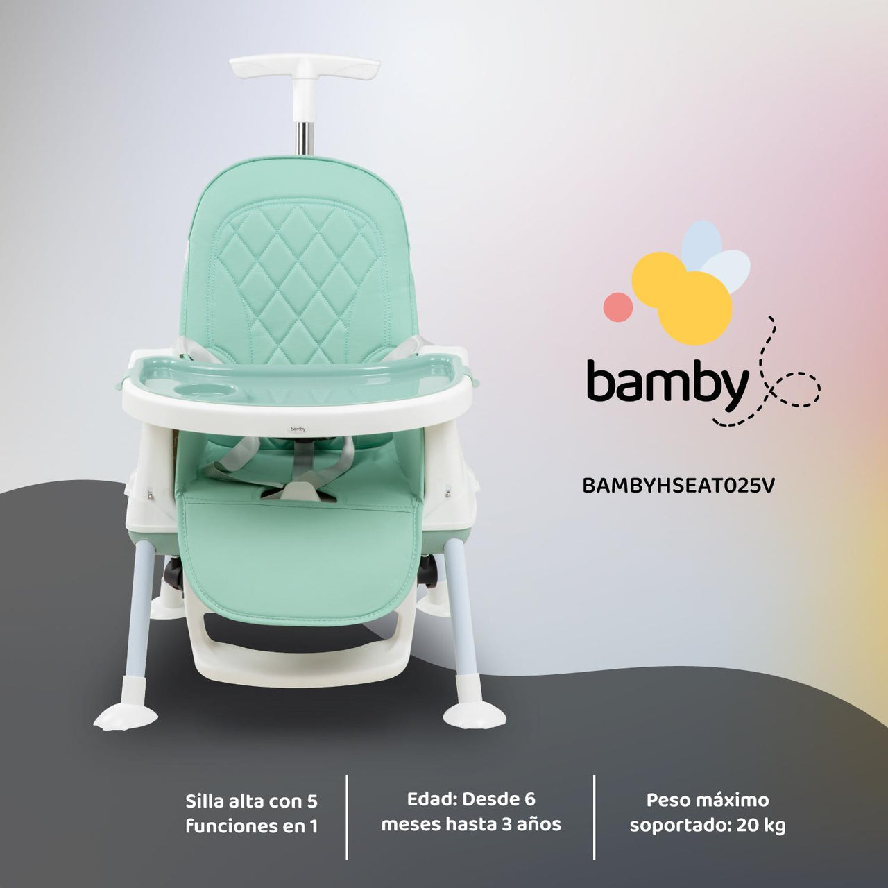 Silla Periquera Alta De Bebe Para Comer Con Charola 5 En 1