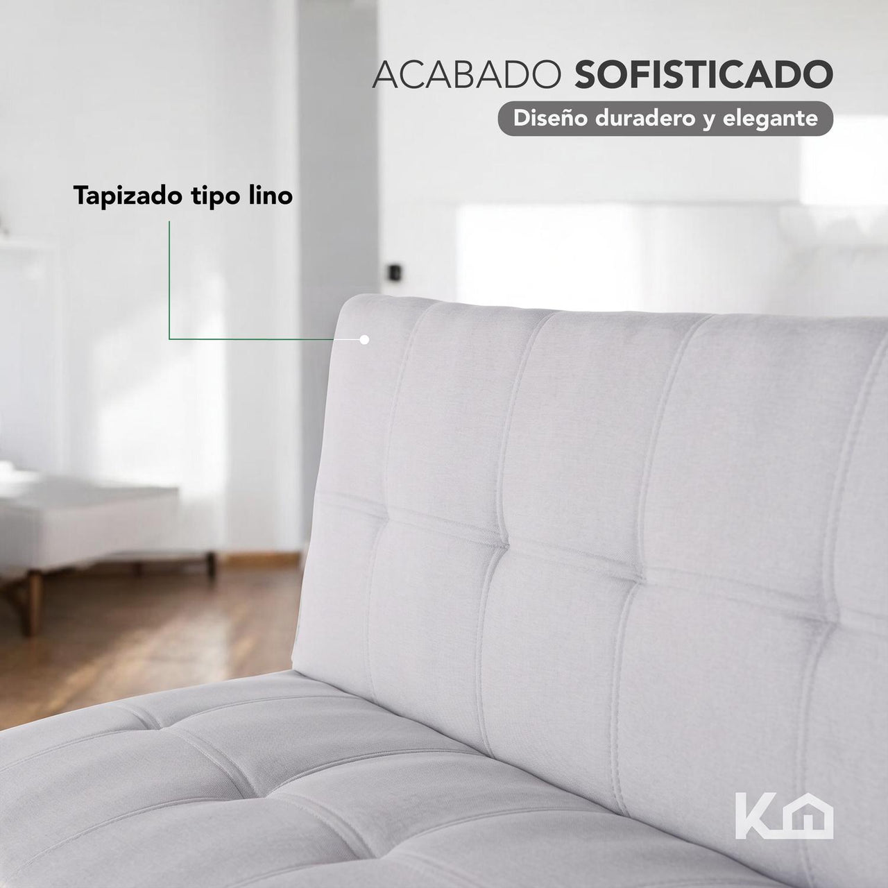 Sofá Cama Mia Individual Plegable y Reclinable Tapizado Lino