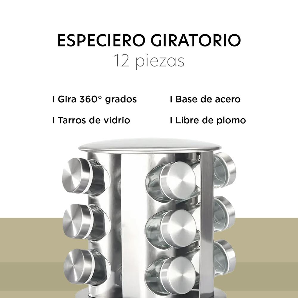 Especiero Moderno Giratorio Organizador de Cocina 12 Frascos