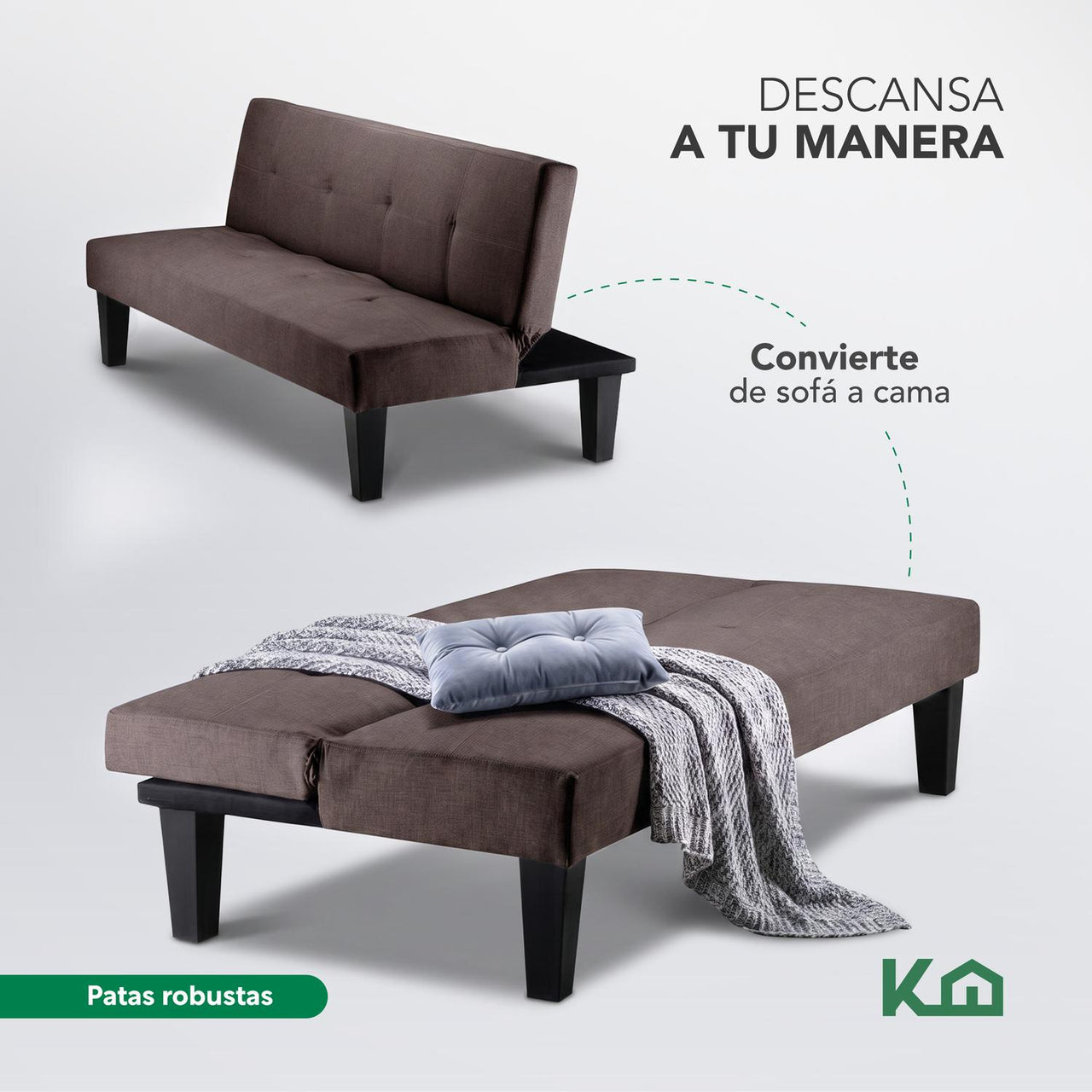 Sofá Cama Individual Reclinable Plegable de 3 Plazas