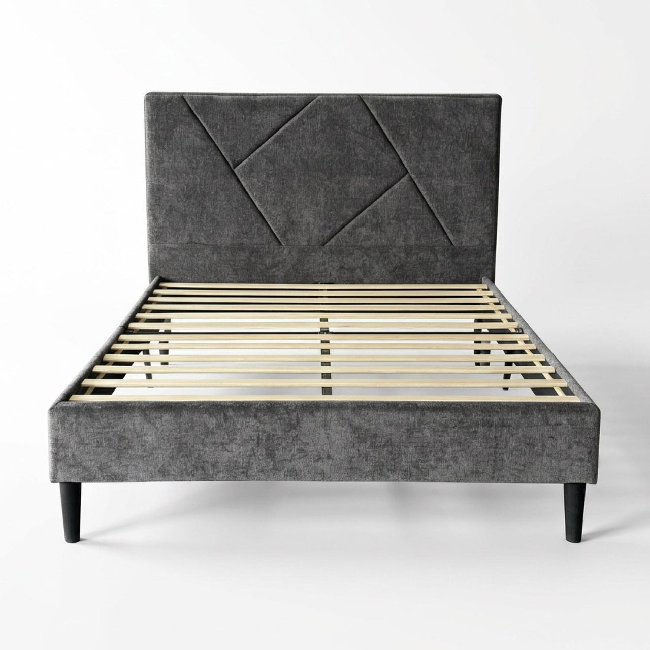 Base Cama Matrimonial Madera Cabecera Tapizada Resistente