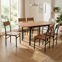 Thumbnail for Comedor Mesa Extensible Rectangular 6 Sillas Madera y Metal