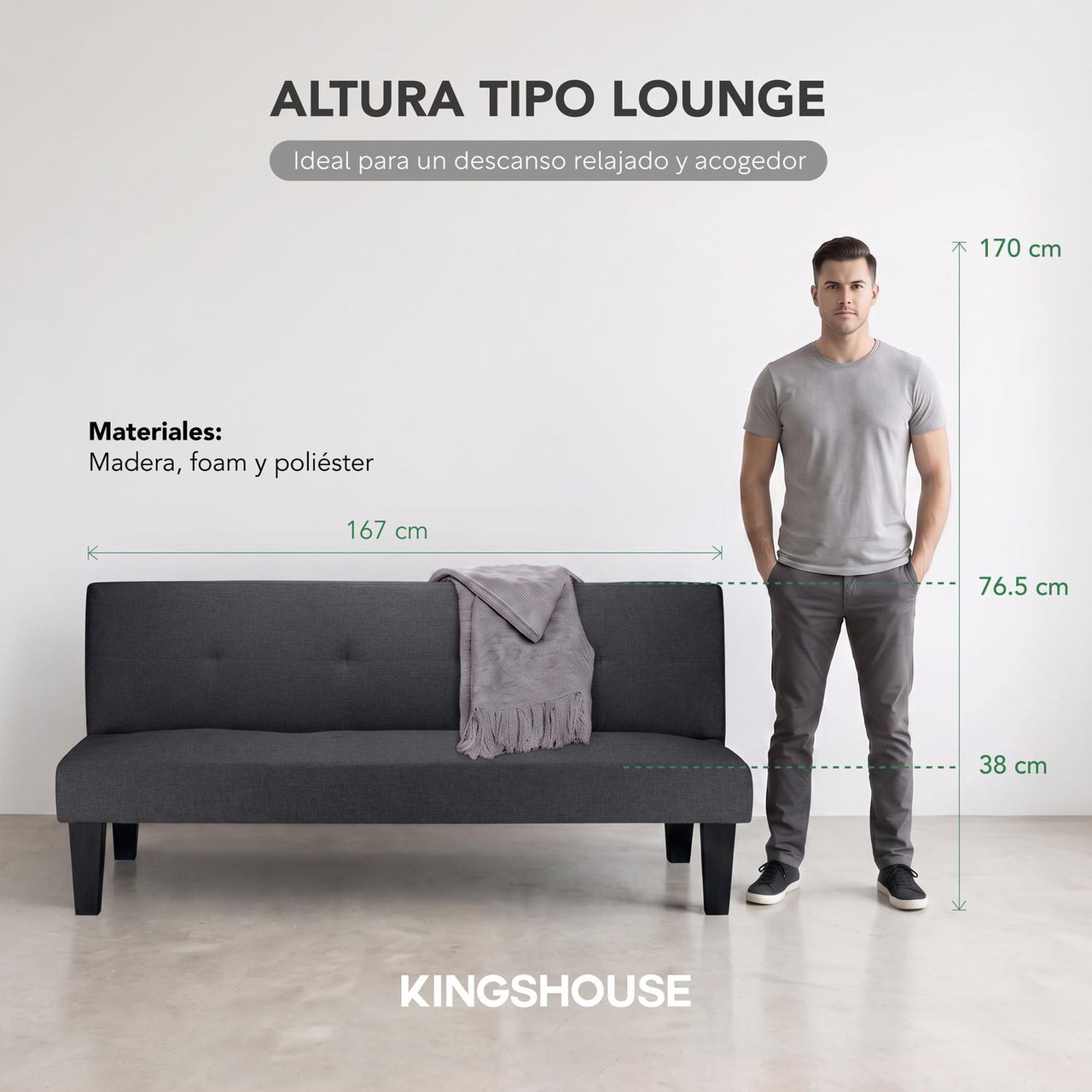 Sofá Cama Individual Reclinable Plegable de 3 Plazas
