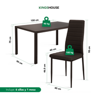 Thumbnail for Juego De Comedor 6 Sillas y Mesa De Vidrio Templado Moderno