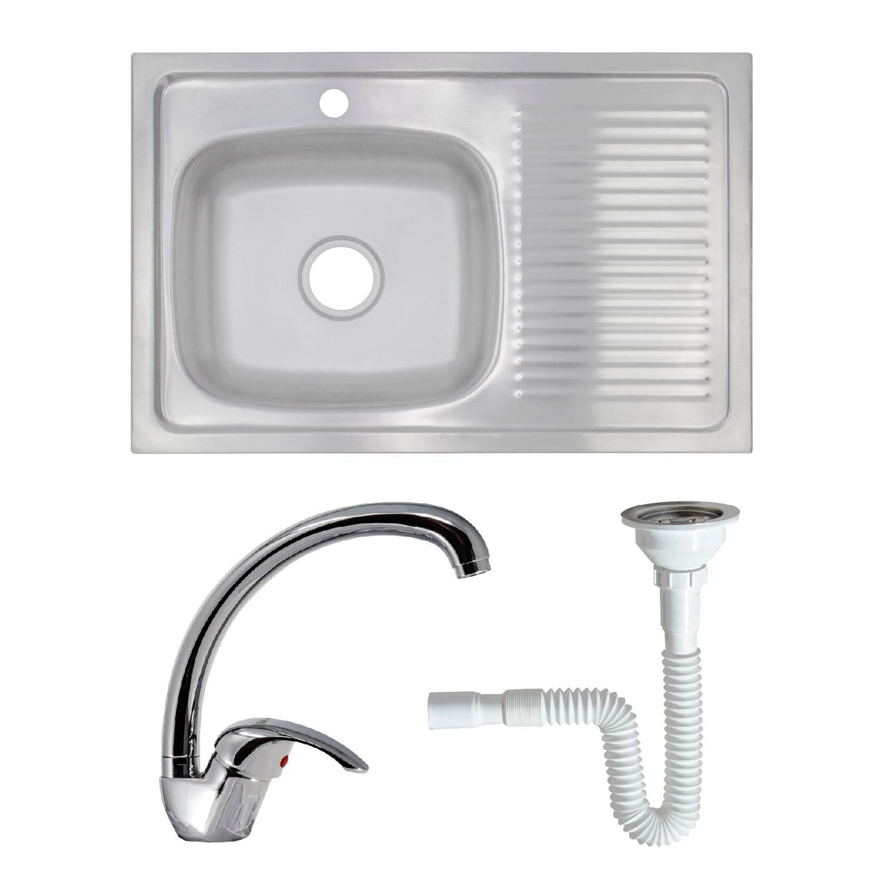 Fregadero Tarja 80X50 Escurridor Izq. Con Monomando + Kit