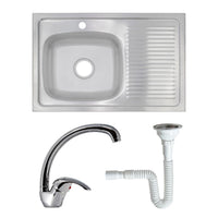 Thumbnail for Fregadero Tarja 80X50 Escurridor Izq. Con Monomando + Kit