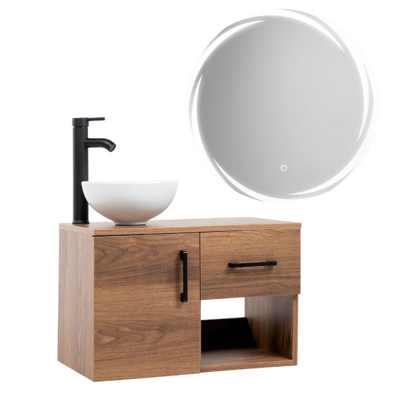 Gabinete De Baño Con Lavabo Monomando Espejo Luz Led Touch