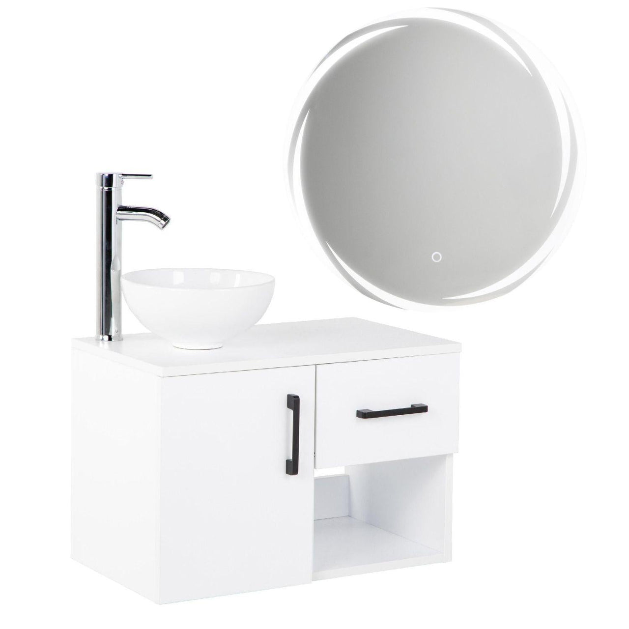 Gabinete De Baño Con Lavabo Monomando Espejo Luz Led Touch