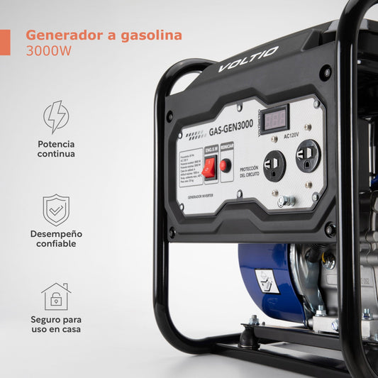 Generador Inverter de Corriente Eléctrica a Gasolina 3000 WGAS - GEN3000
