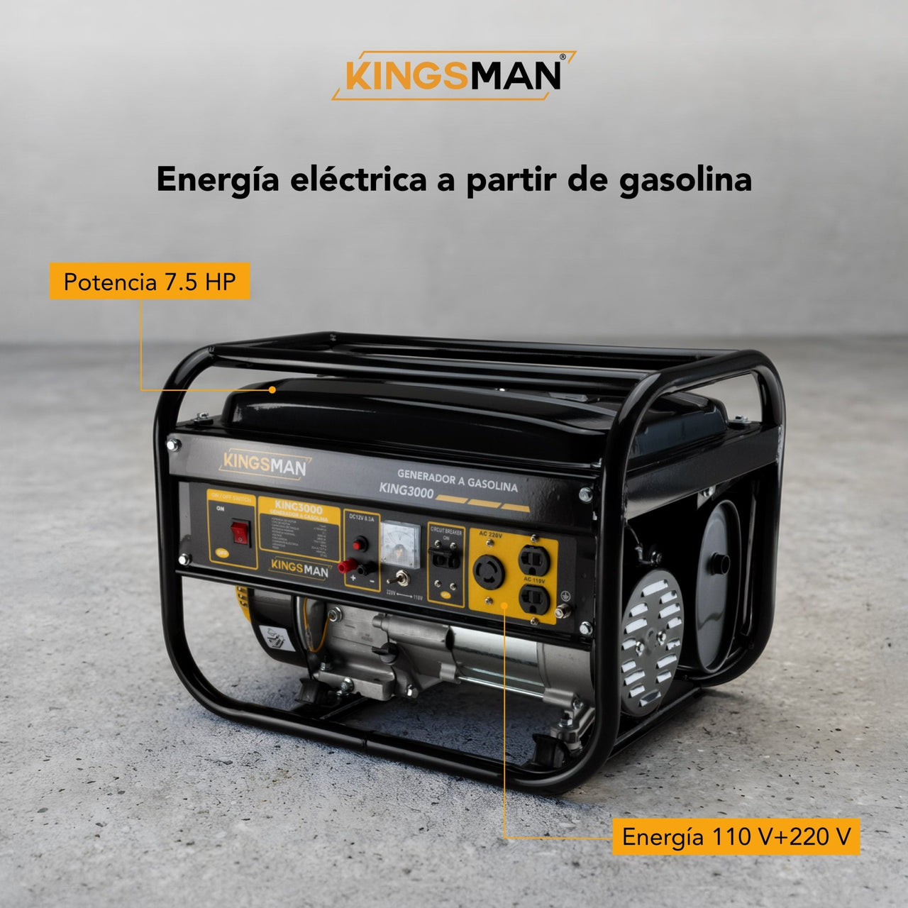 Generador Portatil De Luz 110/220v A Gasolina 7.5hp 3000w Amarillo King3000