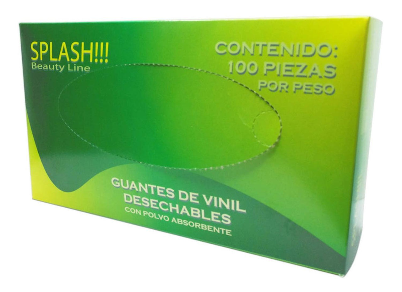 Guante Mediano de Vinil Ambidiestro Con Talco Splash Caja 100 Piezas 1444-M Lobo