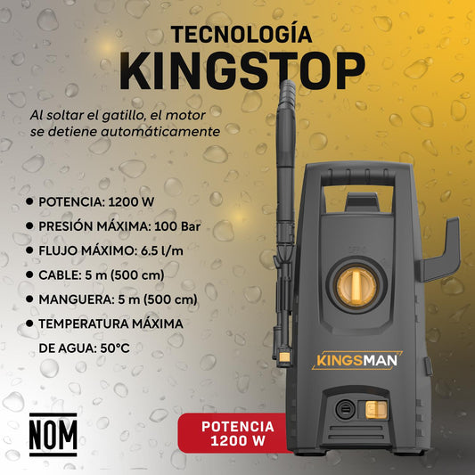 Hidrolavadora Electrica Portatil 1300 Psi 1200w + AccesoriosHIDROKING1300