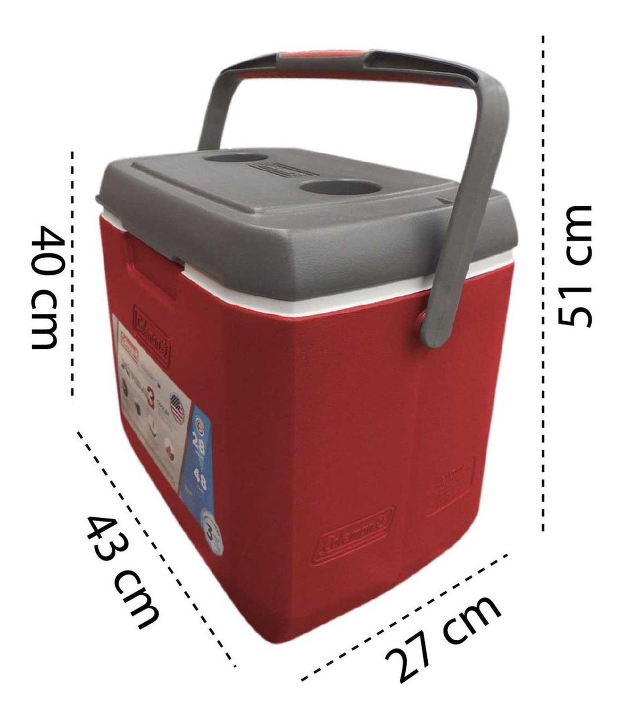 Hielera Xtreme 28 Qt 36 Latas Portavasos Roja Playa Coleman