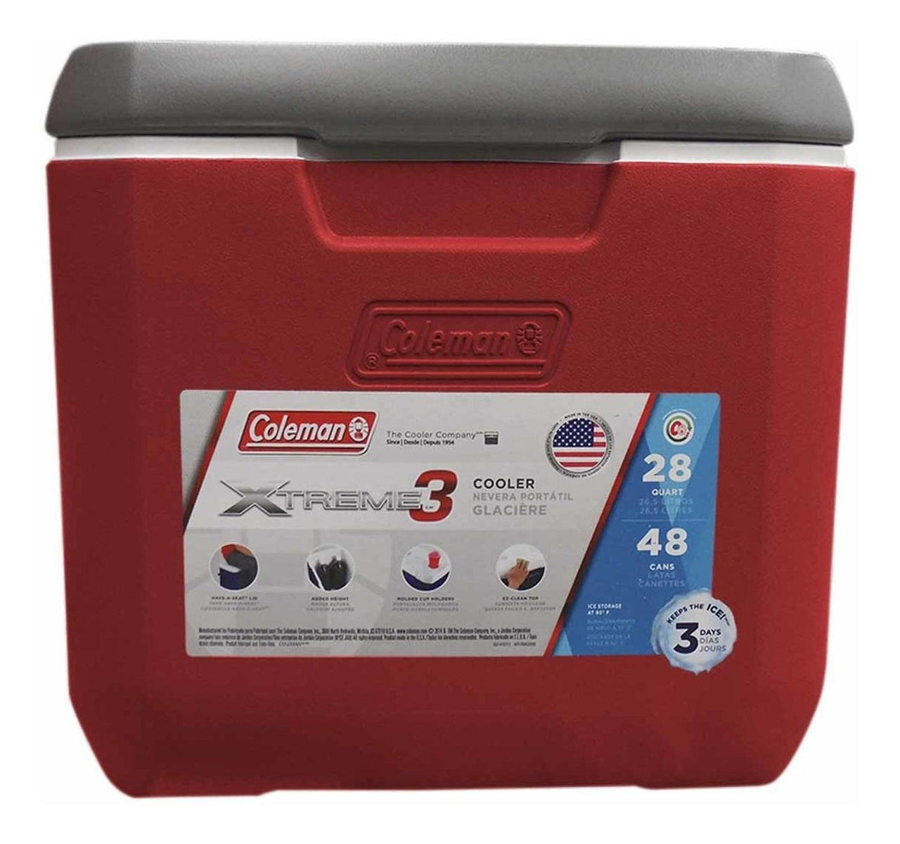 Hielera Xtreme 28 Qt 36 Latas Portavasos Roja Playa Coleman