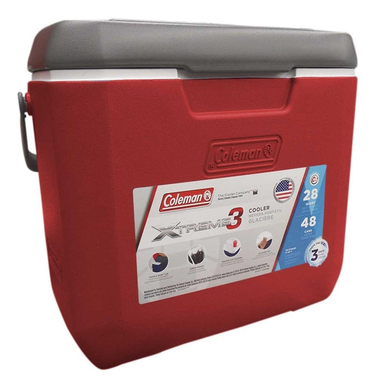 Hielera Xtreme 28 Qt 36 Latas Portavasos Roja Playa Coleman