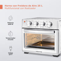 Thumbnail for Horno con Freidora de Aire 25 L Rostizador Multifunción