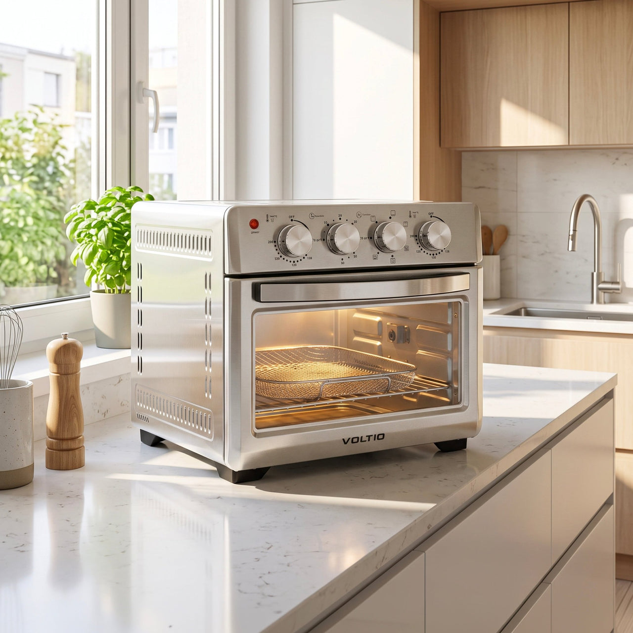 Horno con Freidora de Aire 25 L Rostizador Multifunción