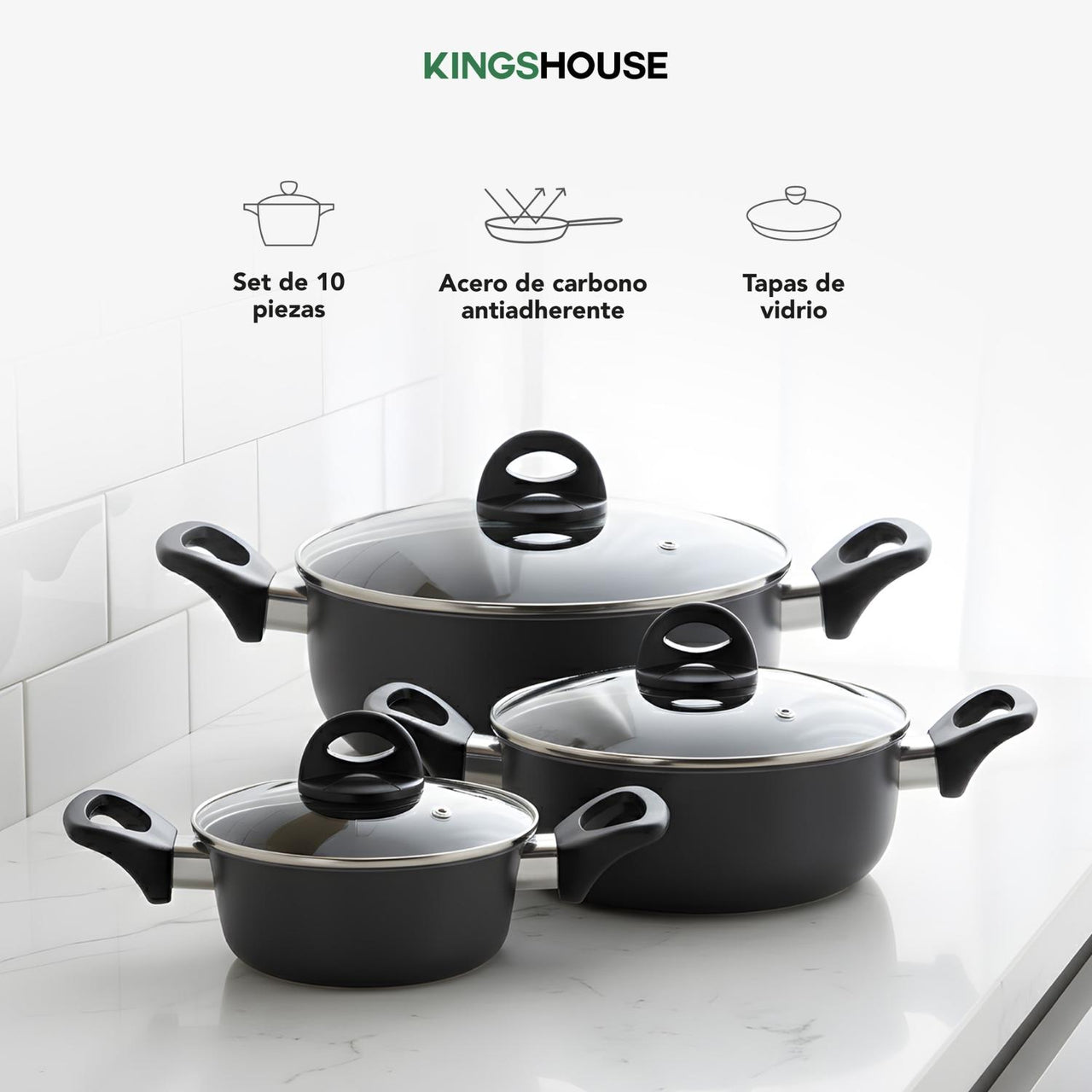 Horno Eléctrico 11L + Batería Cocina 10 Pzs Antiadherente